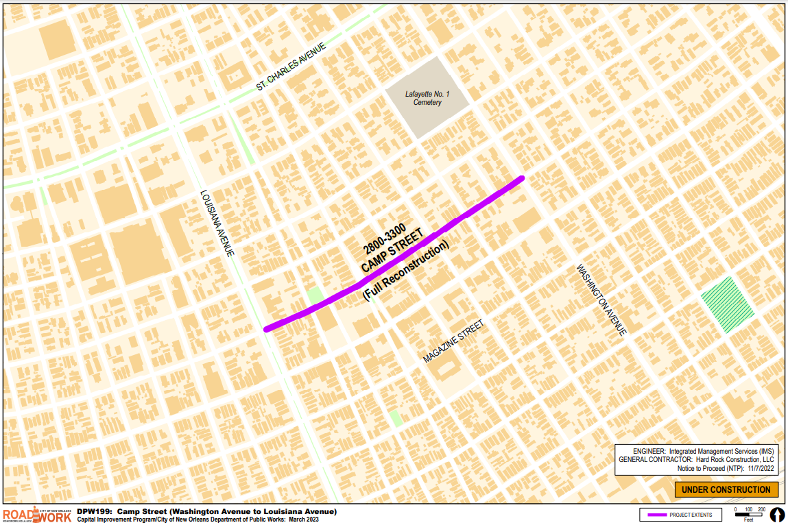 Map of Camp St. (Louisiana - Washington Ave)
