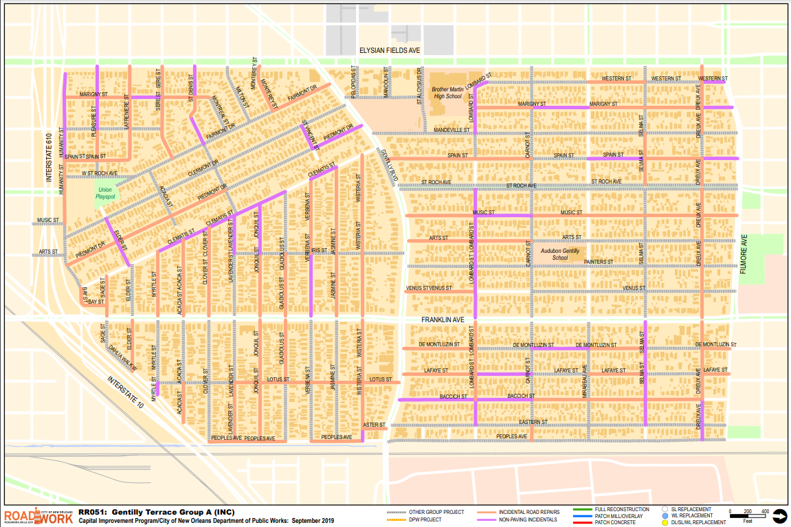 Map of Gentilly Terrace Group A