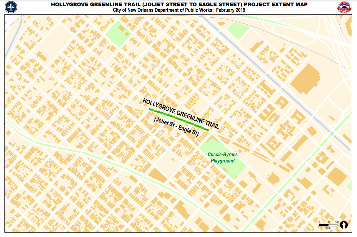 Map of Hollygrove Greenline Trail