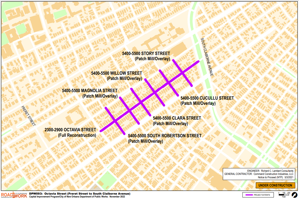 Map of Octavia (Freret - Claiborne)