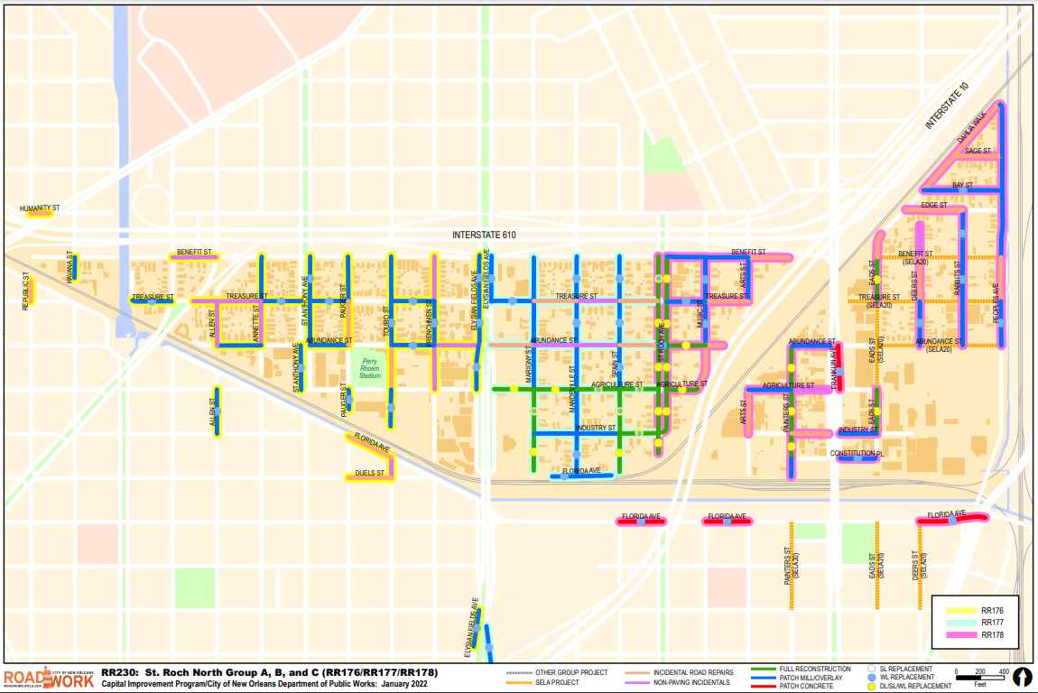 Map of St. Roch North Group A, B, and C