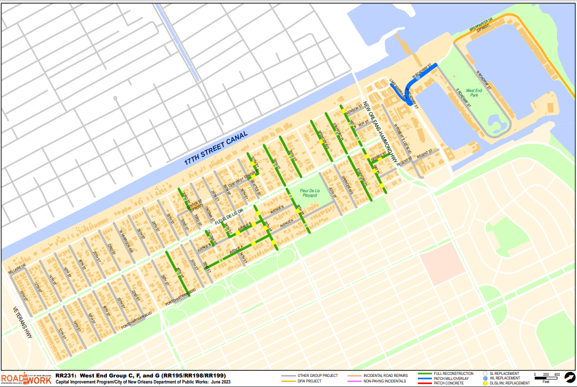 Map of West End Group C , F, and G