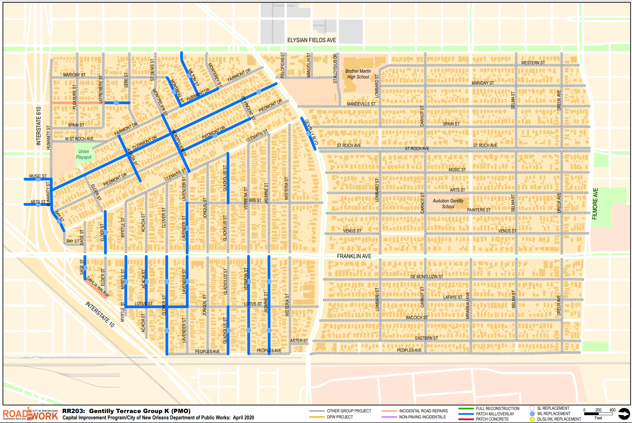 Map of Gentilly Terrace South Group K