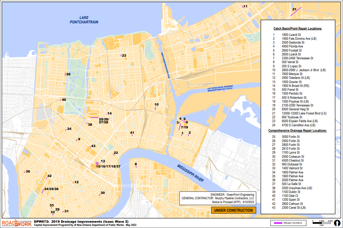 Map of Isaac Wave 2-2019 Drainage Improvements