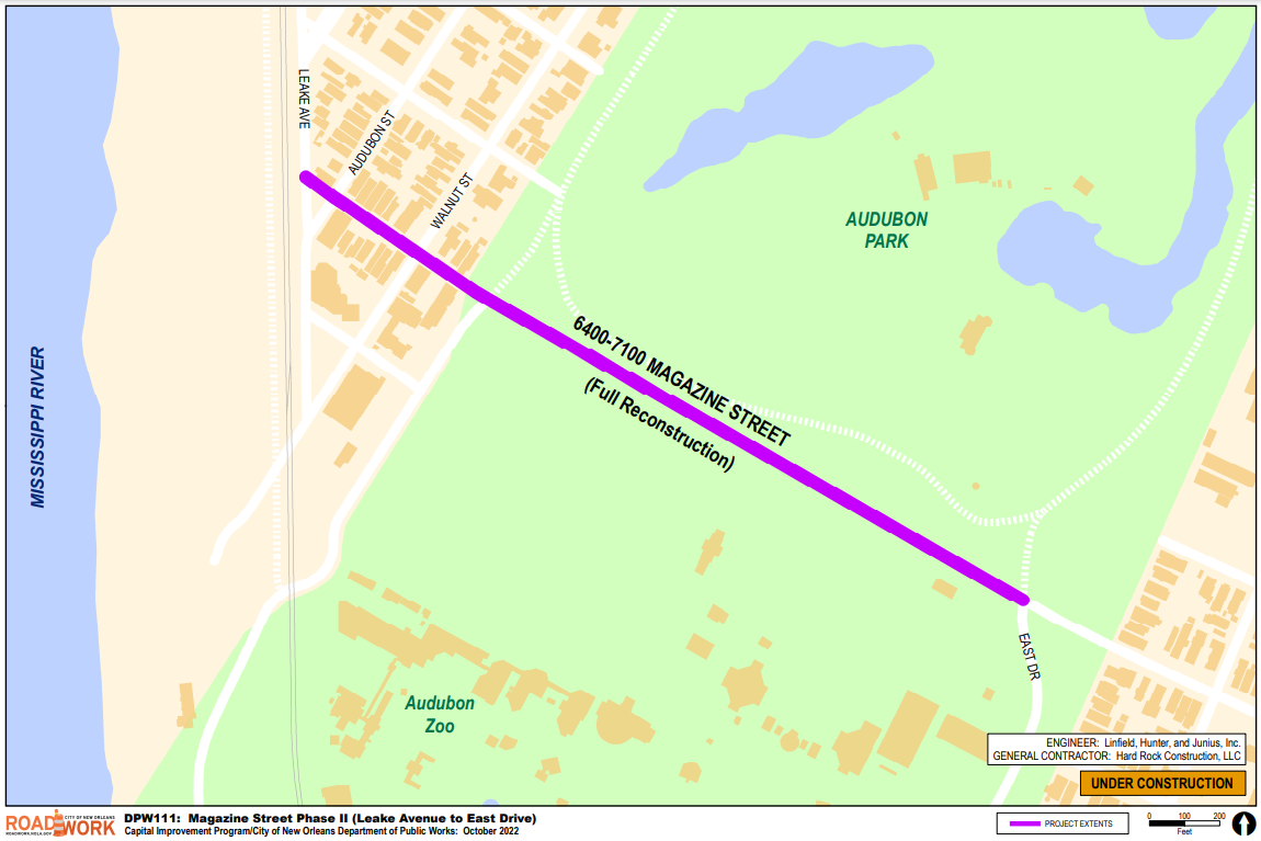 Map of Magazine St. Phase II (Leake Ave - East Drive)