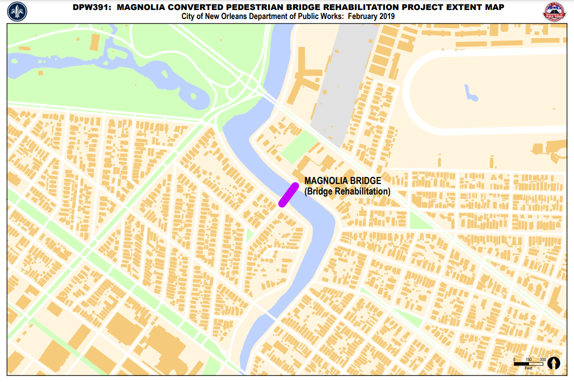 Map of Magnolia Converted Pedestrian Bridge Rehabilitation