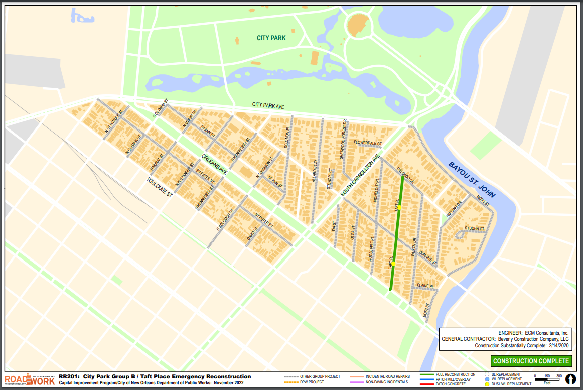 Map of Taft Place Reconstruction