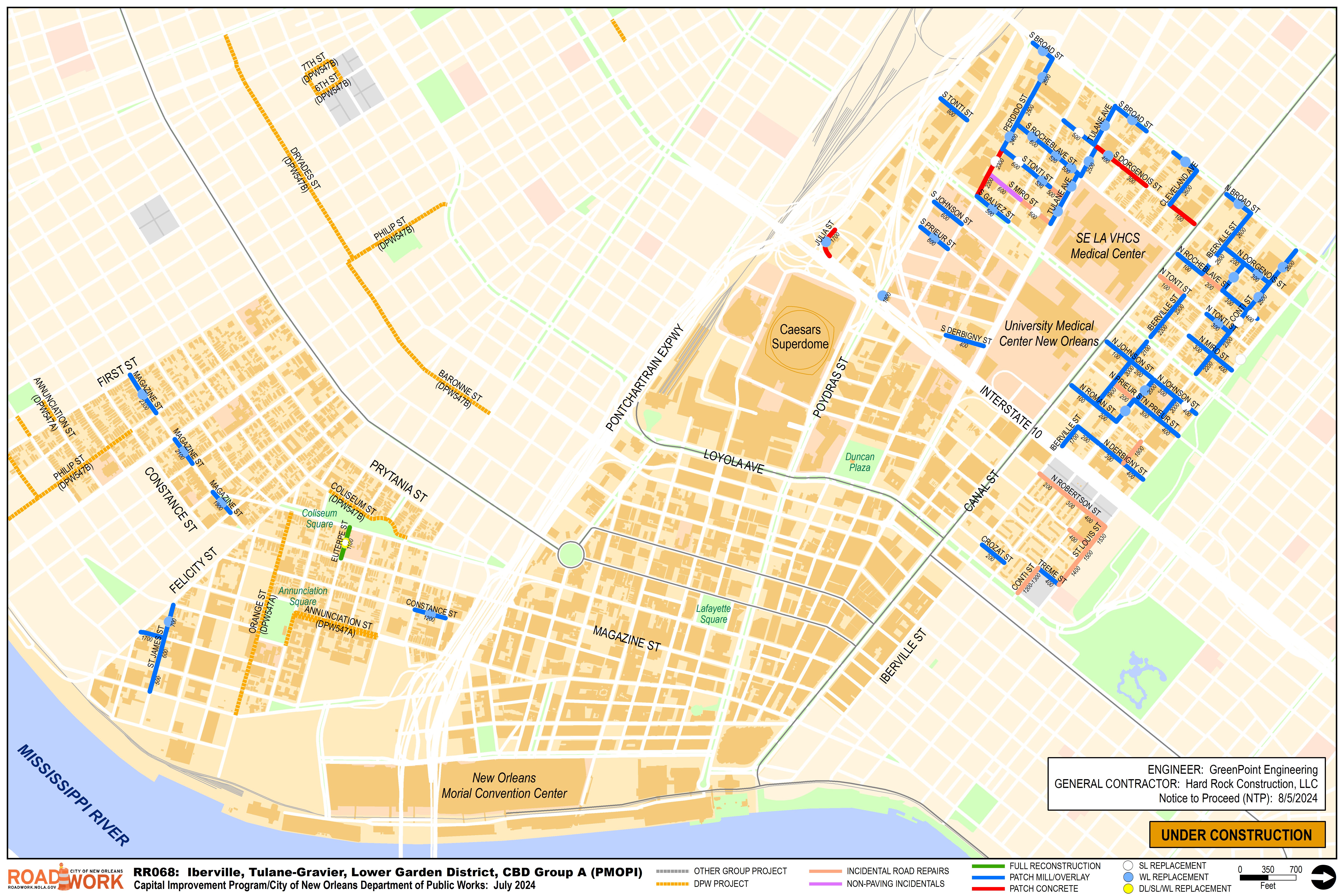 Map of Iberville, Tulane-Gravier, LGD, CBD Group A